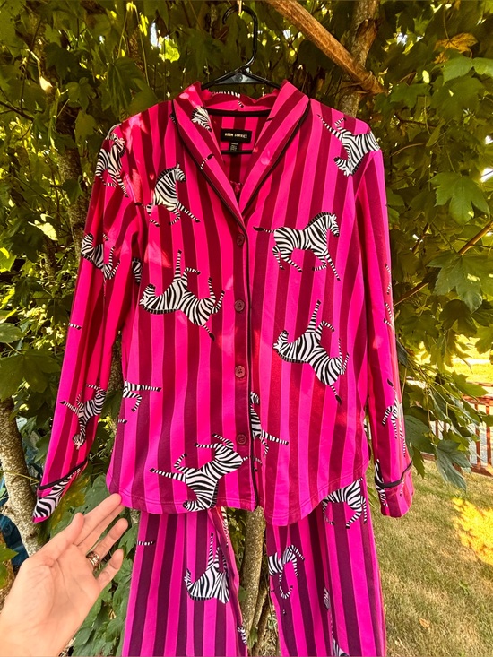 Room Service Other - Women's Hot Pink Striped Zebra-Print Pajama Set Size XS